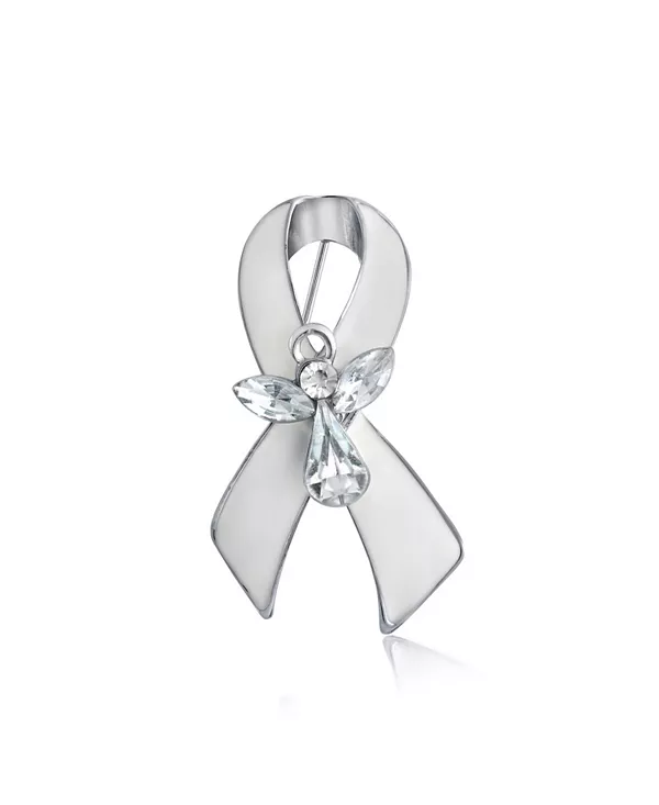 

Брошь-Булавка с лентой в виде ангела-хранителя, символизирующая осведомленность о раке, с кристаллической эмалью Bling Jewelry, white