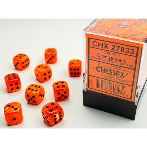 

Аксессуары Chessex Chessex 12mm d6 Set: Vortex - Orange w/Black (36)