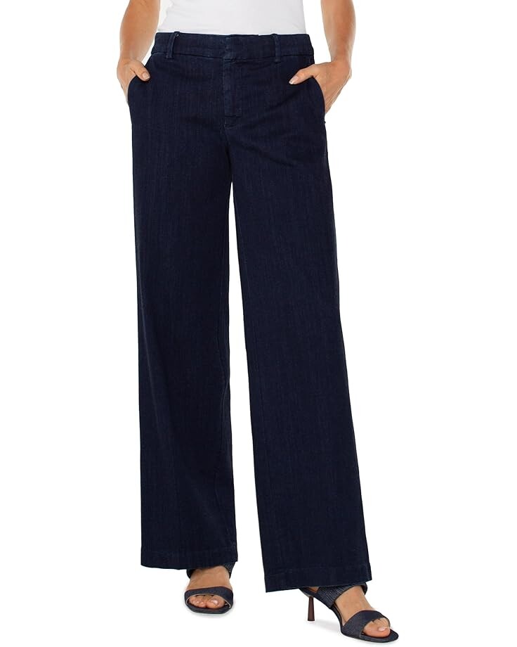 

Брюки Liverpool Los Angeles Kelsey Wide Leg Trouser w Inner WB Trim 31" Inseam, цвет Indigo Rinse