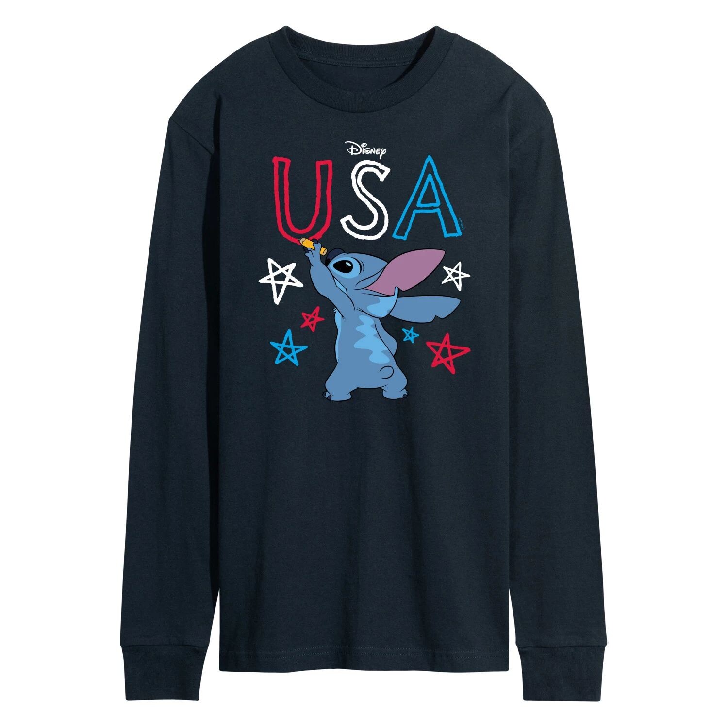 

Мужская футболка Disney's Lilo and Stitch USA Stitch Crayon с длинными рукавами и рисунком