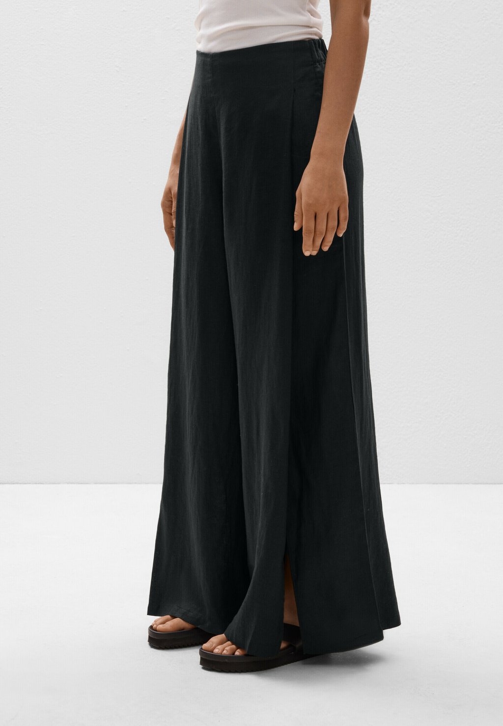 

Брюки LINEN WIDE-LEG SLIT OYSHO, черный