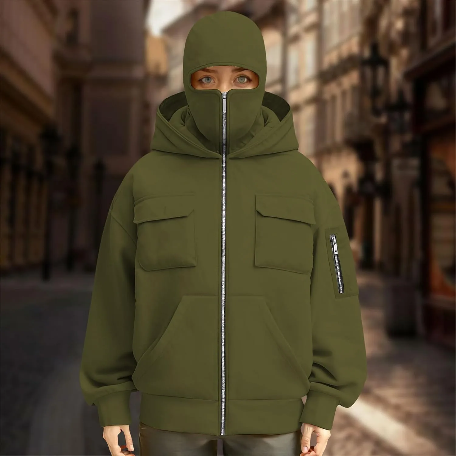 Толстовка с капюшоном Zip Up для мужчин с маской — фото 3