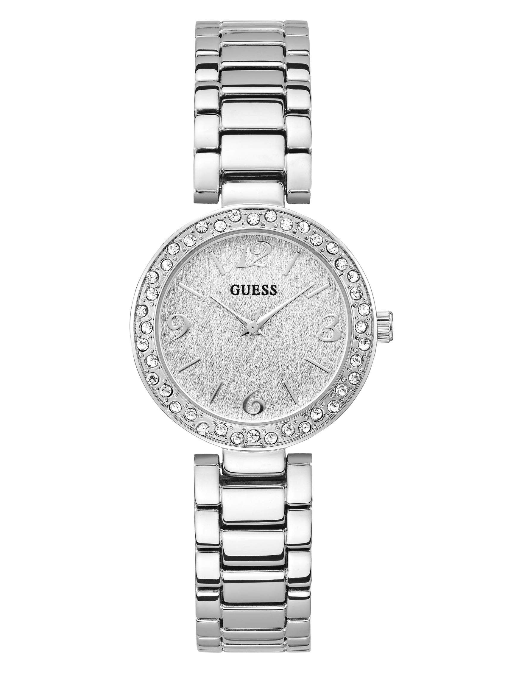

Аналоговые часы серебристого цвета со стразами Guess Factory, серебряный/темно-синий