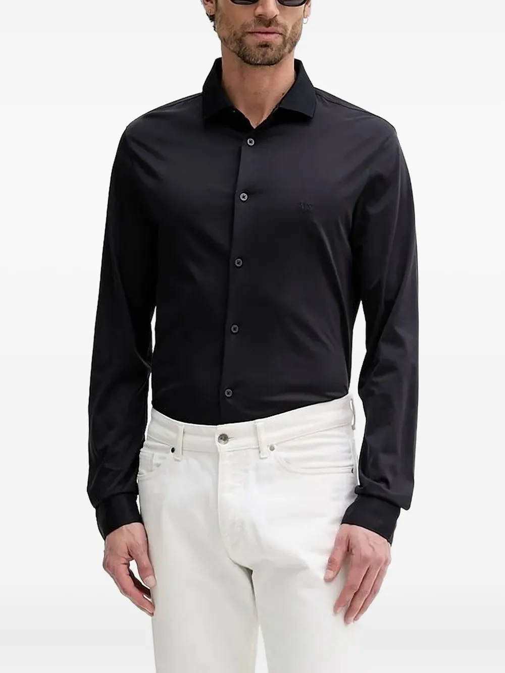 

Рубашка с длинными рукавами и логотипом Armani Exchange, черный