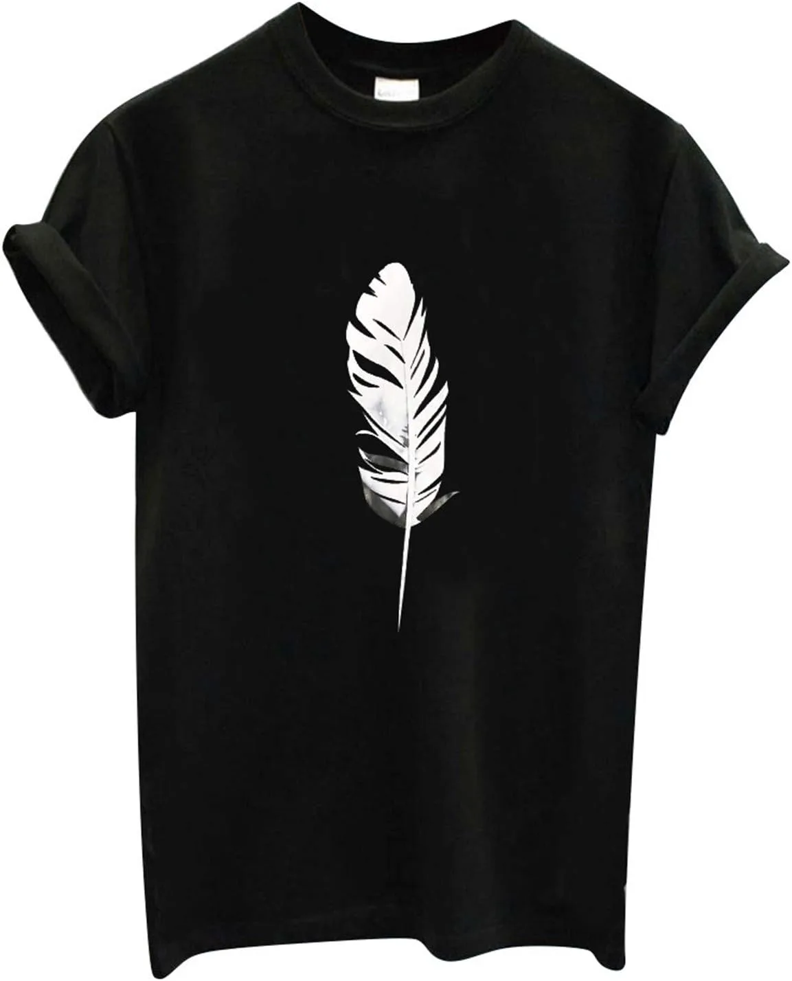 

Ceboyel женская футболка с коротким рукавом и перьевым принтом