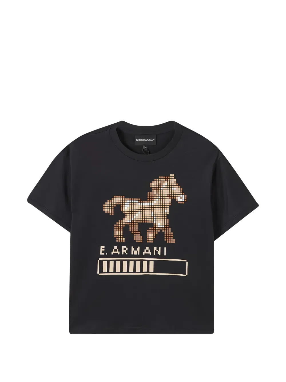 Футболка с принтом лошади Emporio Armani Kids, черный