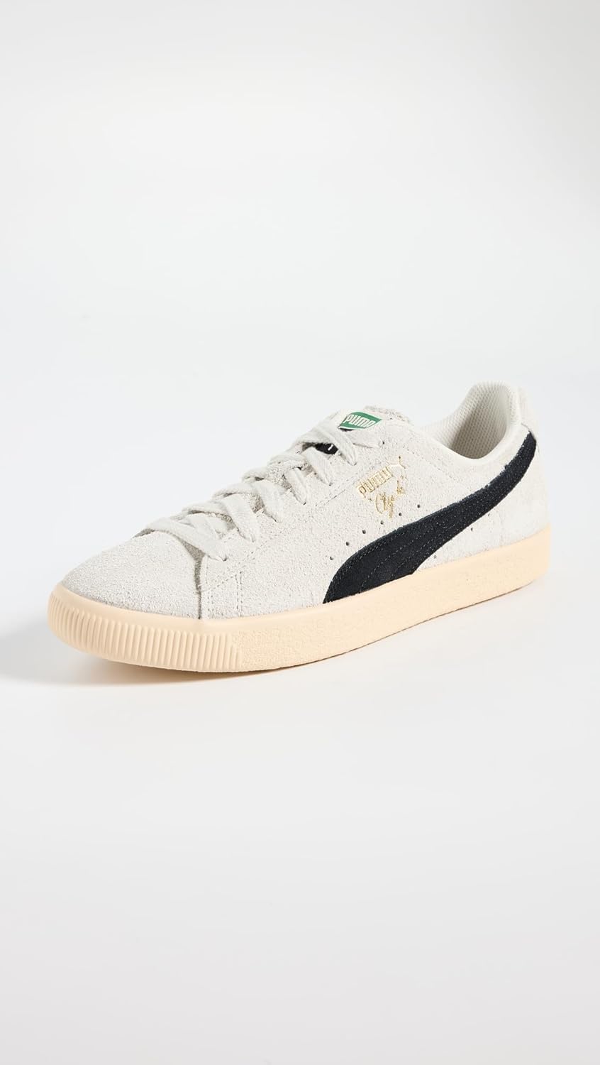 Мужские кроссовки PUMA Clyde из волосатой замши на шнуровке, повседневные - белые — фото 2