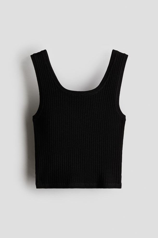 

Топ из трикотажной ткани в рубчик H&M, черный