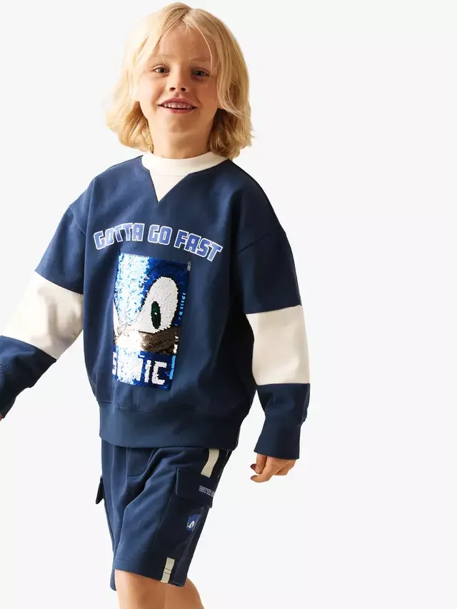 Детская толстовка Kids' x Sonic Varsity с пайетками, синяя Angel & Rocket