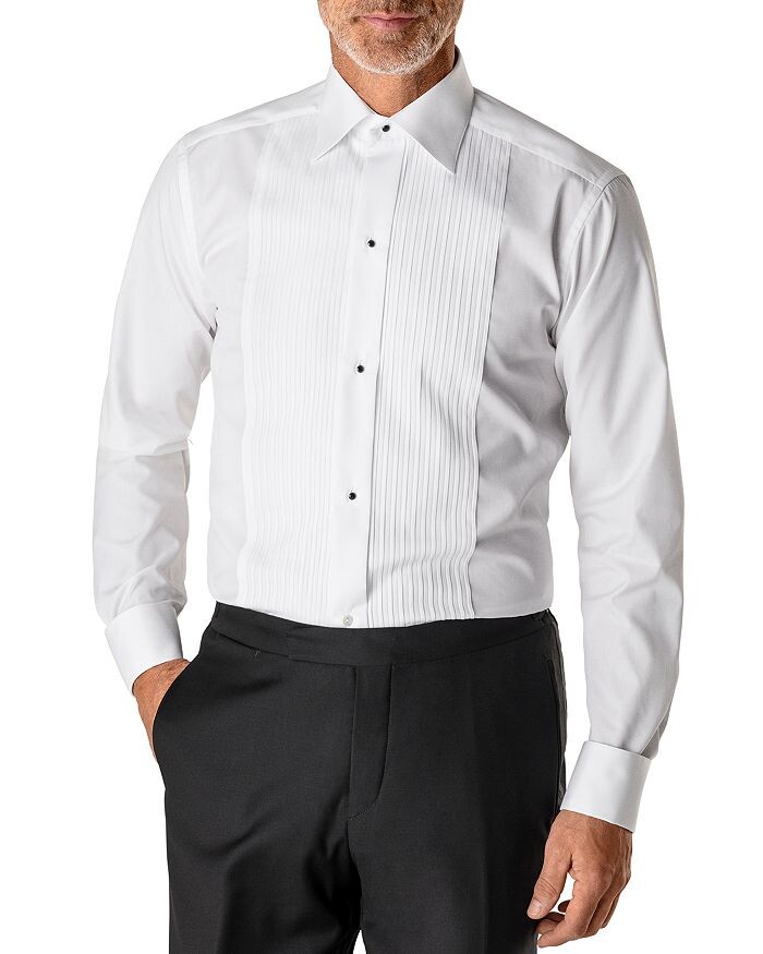 

Рубашка-смокинг Eton Slim Fit с длинными рукавами и плиссировкой нагрудник из хлопка, белый