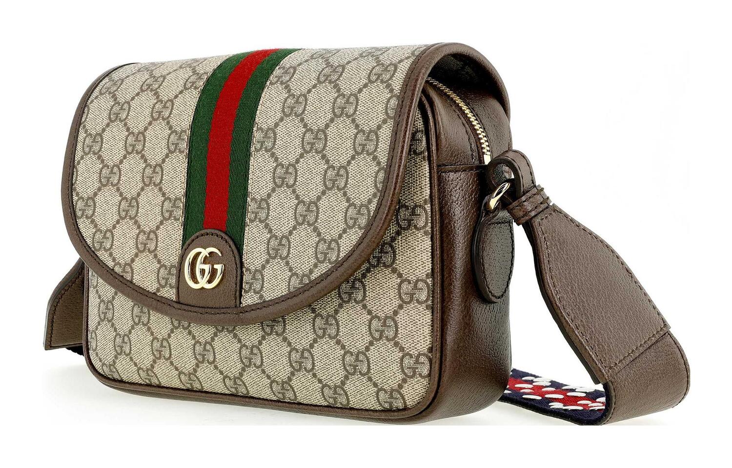 Сумка через плечо GUCCI Ophidia из канваса с кожаной отделкой — фото 3