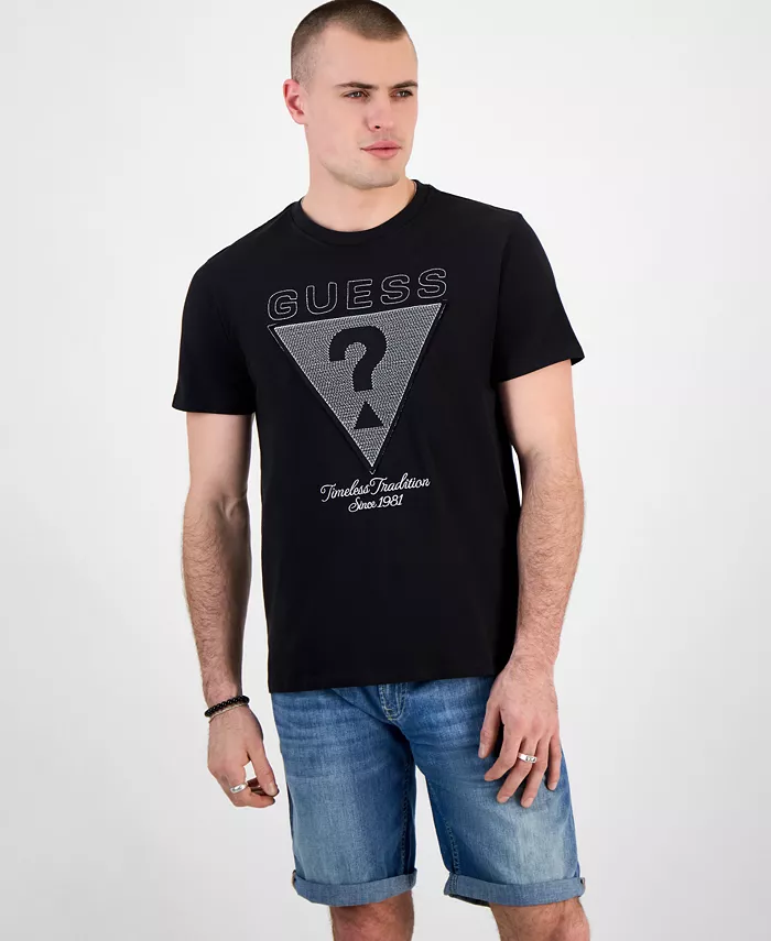 

Мужская футболка Timeless Regular-Fit с вышитым логотипом и принтом GUESS, черный