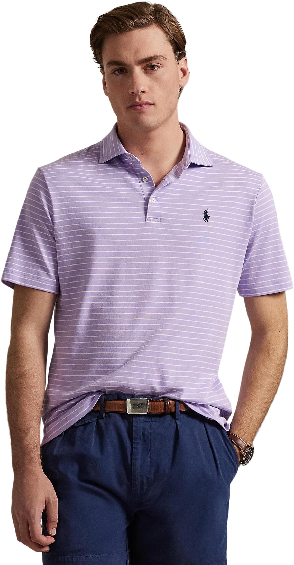 

Футболка Polo Ralph Lauren Classic Fit Soft Cotton Polo Shirt, цвет Powder Purple/White
