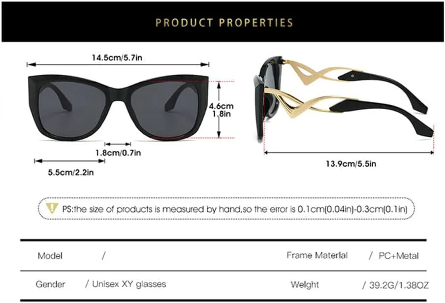 

Мужские солнцезащитные очки «кошачий глаз» большого размера в стиле ретро, ​​солнцезащитные очки с защитой от УФ-излучения UV400, женская оправа для очков HDUBFY, 3