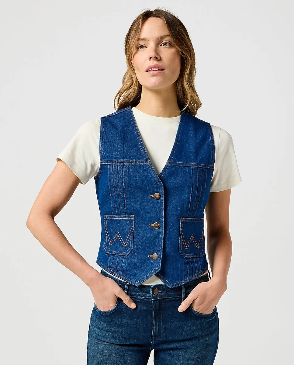 

Женский джинсовый жилет с застежкой на пуговицы Wrangler, синий