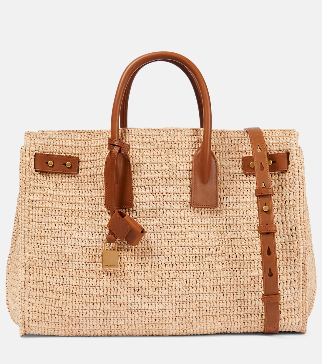 

Сумка Sac De Jour Supple Medium из рафии Saint Laurent, Naturel + Brick