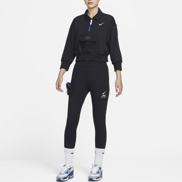 Куртка (WMNS) Nike Sportswear City Utility French Terry Polo Jacket 'Black', черный — фото 3