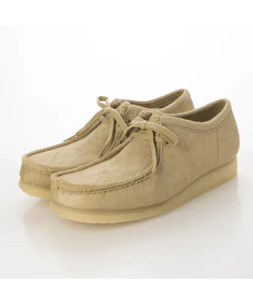 Мужские мокасины из натуральной кожи Clarks Wallabee бежевые — фото 4