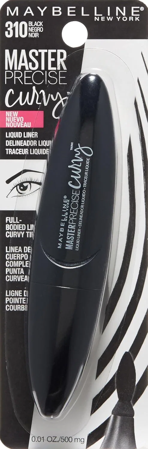 Подводка для глаз жидкая Master Precision Curvy Liquid Eyeliner Maybelline New York, 1 шт, 0.01 oz, черный — фото 2