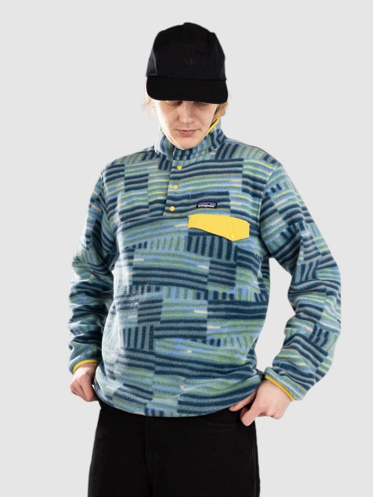 Флисовый пуловер Patagonia LW Synch Snap-T Half-Zip Fleece Pullover, quilty fitz/wetland blue — фото 3