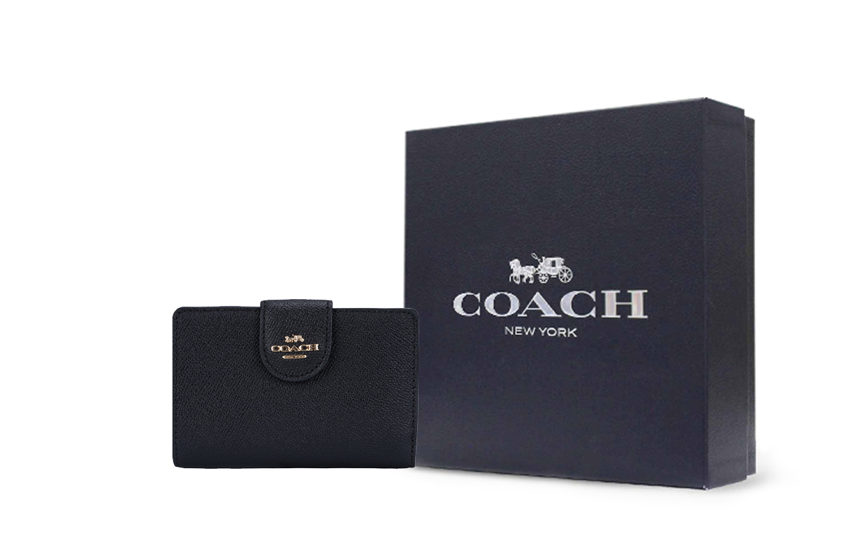 

COACH Кожаный картхолдер с угловой молнией, кошелек Medium Women's Black