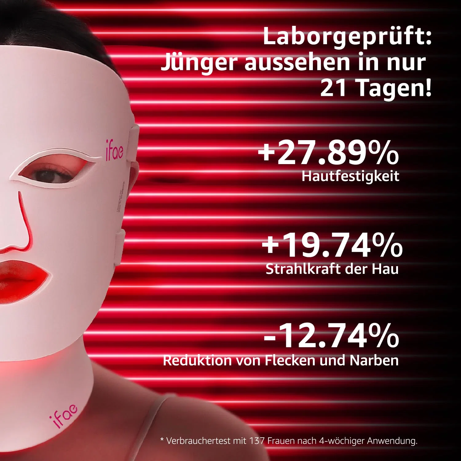 Светодиодная маска для лица и шеи IFAE LED Face Mask Ifae, Lightpink — фото 2