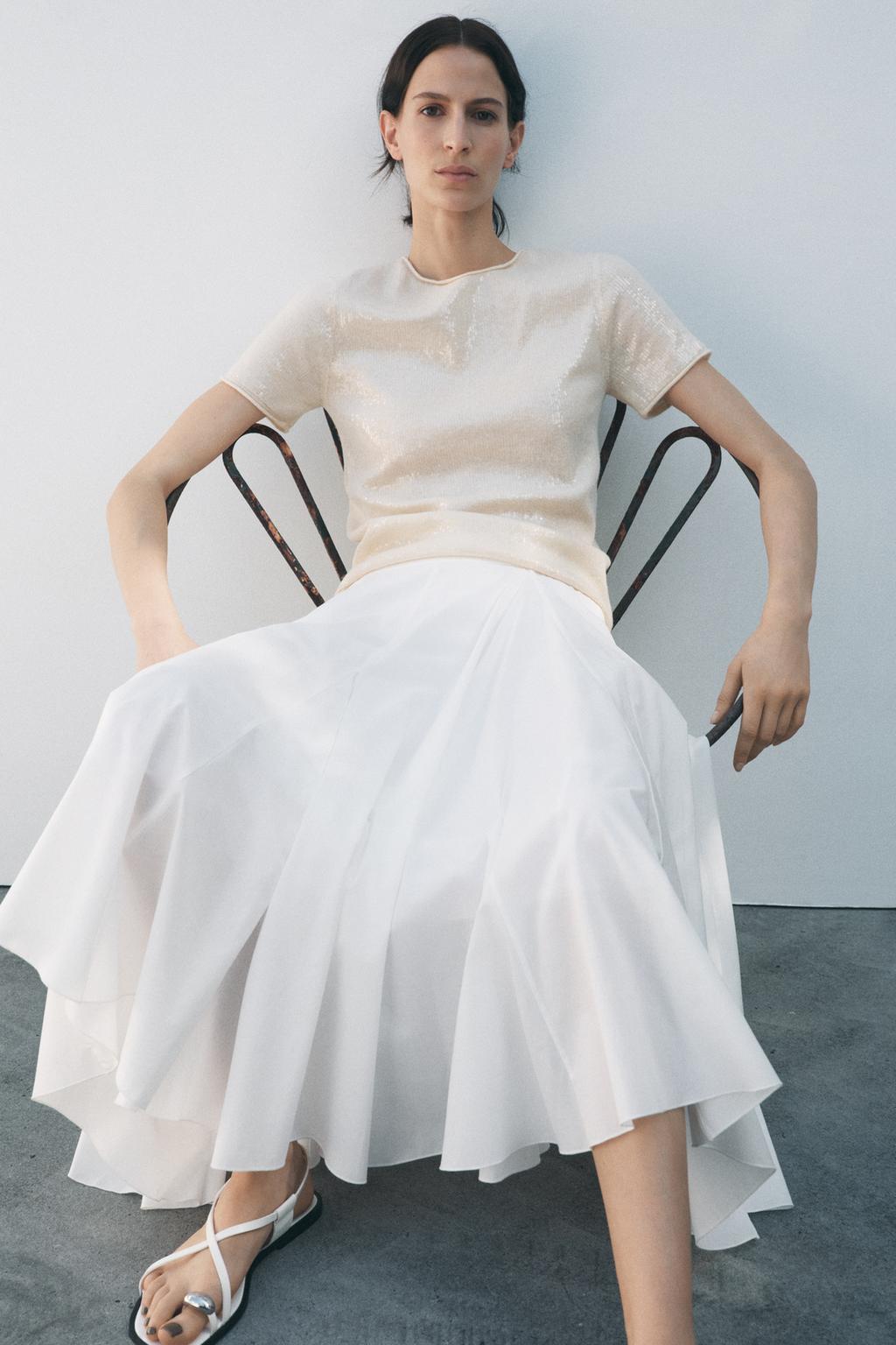 

Трикотажный топ с блестками ZARA, цвет Vanilla