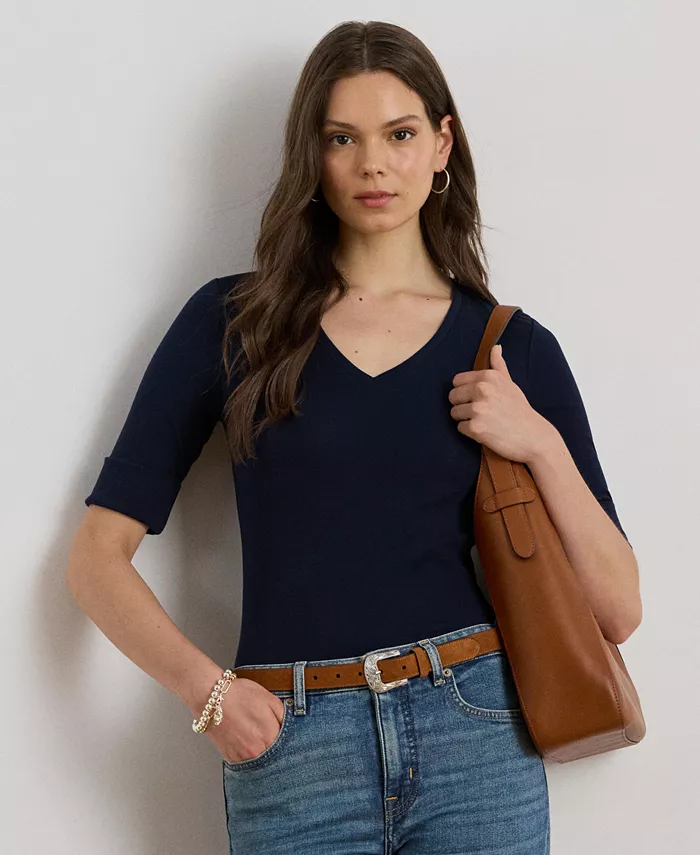 

Топ с рукавом до локтя Lauren Ralph Lauren, белый