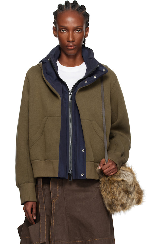 

Sacai Толстовка из вспененного материала цвета хаки и темно-синего цвета