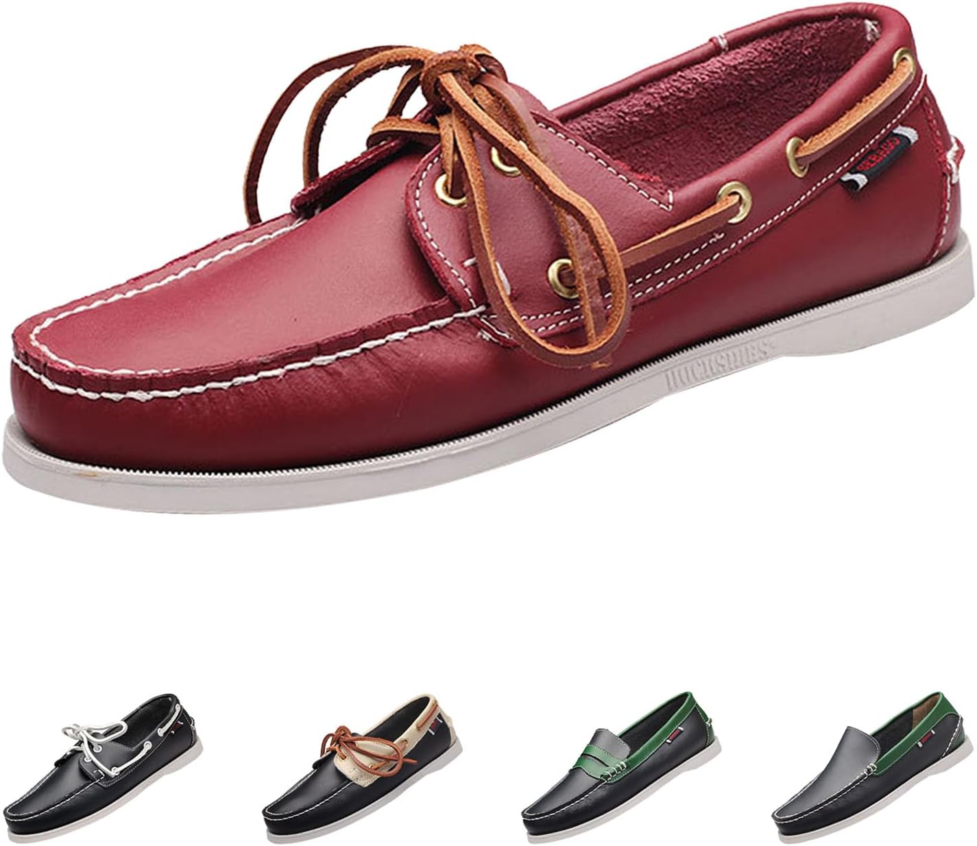 

Мужские кожаные модные корабельные туфли BlackeEight с двумя отверстиями, легкие, удобные, противоскользящие, повседневные мокасины и прогулок, лоферы Wendy Penny, красный