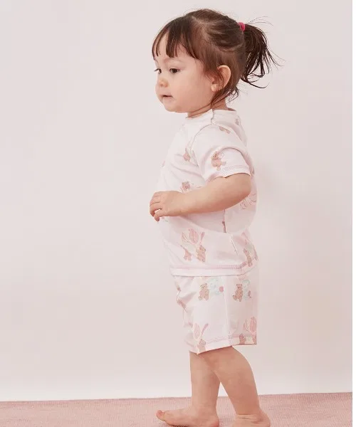 Шорты детские с принтом мороженое и мишка, BABY, хлопок, модал, кремовый — фото 2