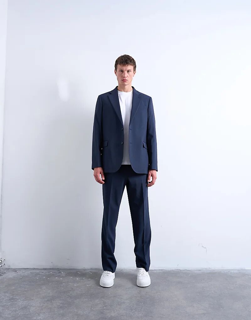 

Свободный шерстяной пиджак Topman темно-синего цвета