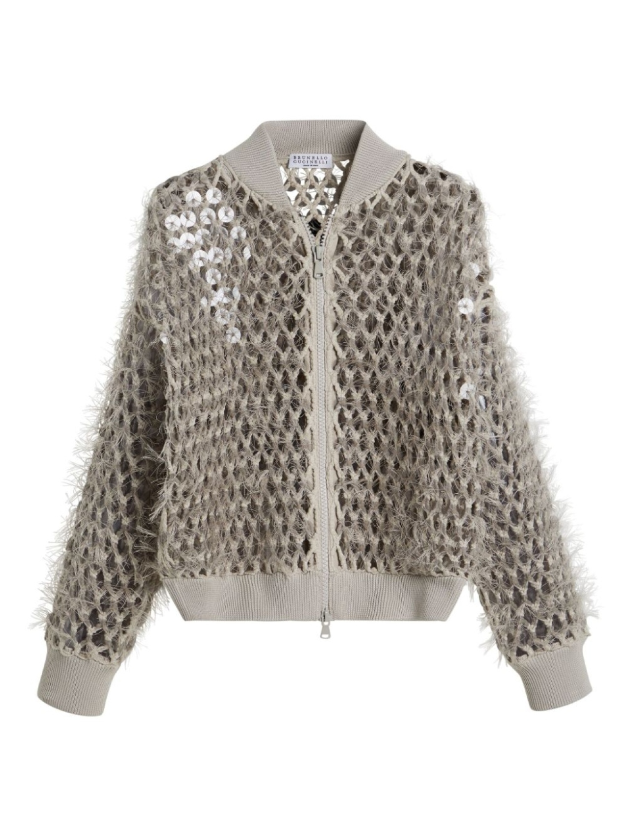 

Brunello Cucinelli Kids бомбер Dazzling с вышивкой, серый