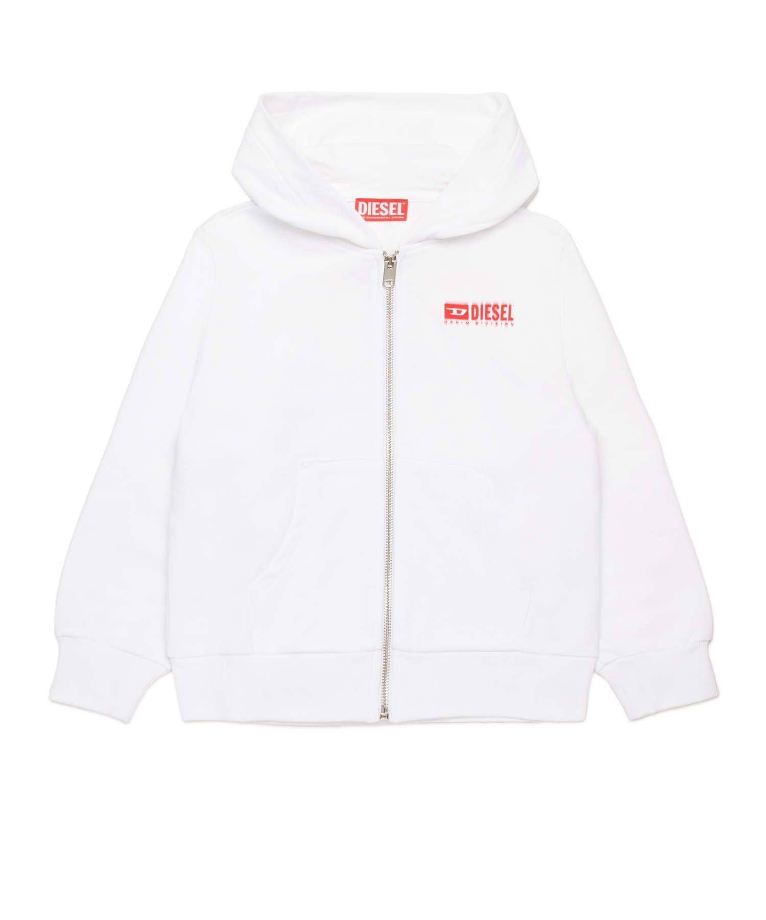 Детская и подростковая толстовка на молнии с логотипом бренда DIESEL, White