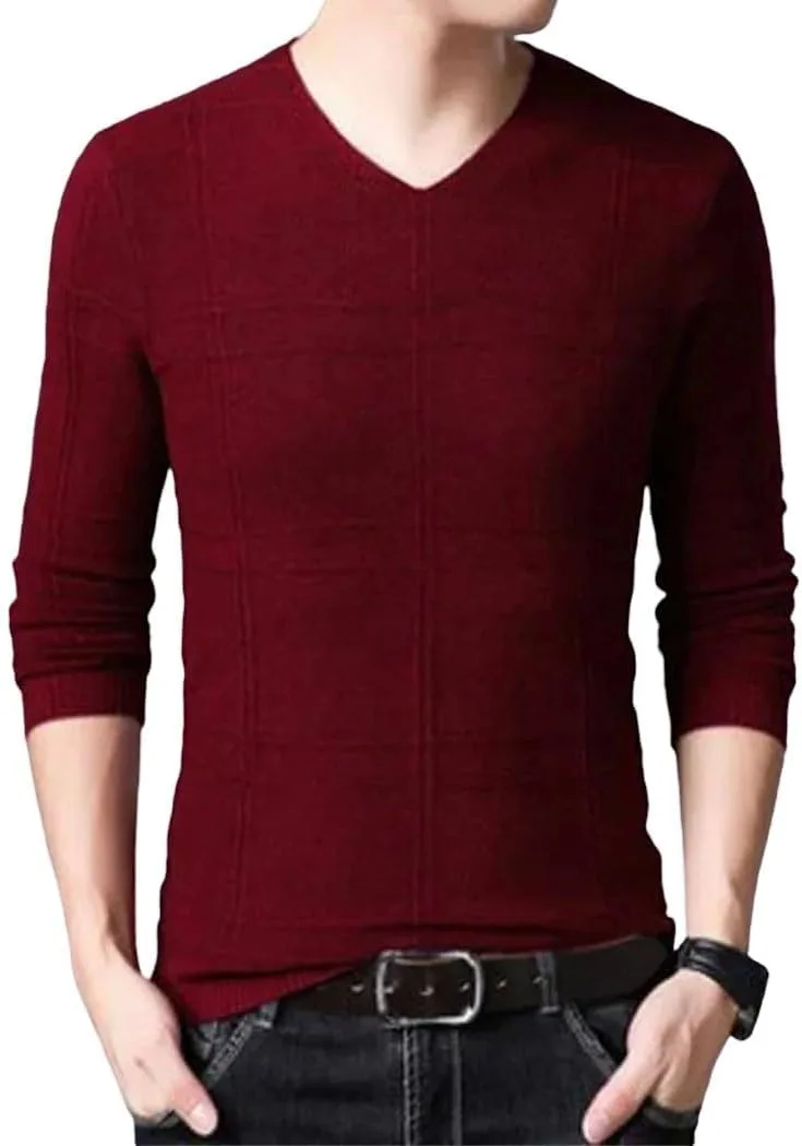 

Мужской свитер Slim Fit V-образным вырезом однотонный для весны и осени