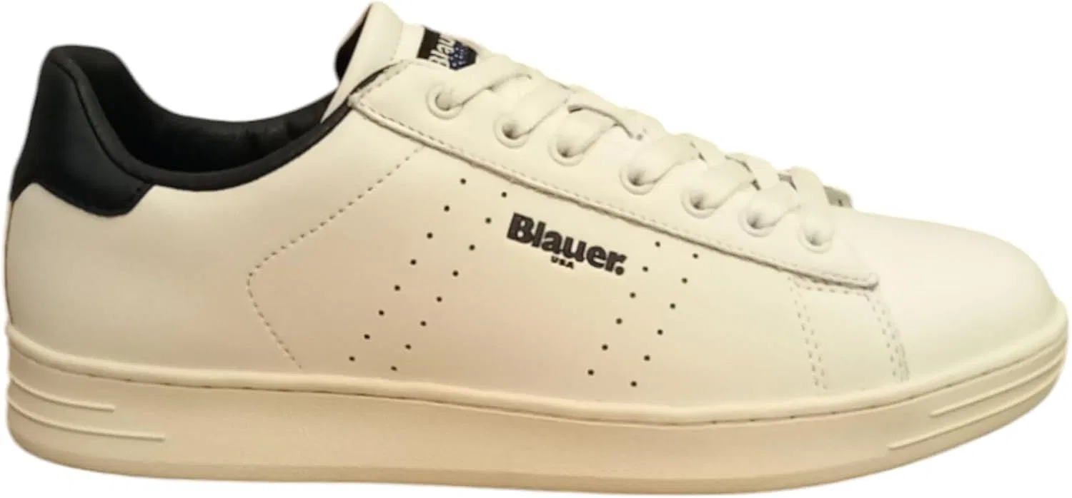 Blauer, F4GRANT01 Низкие кожаные модные мужские кроссовки, White Navy — фото 3
