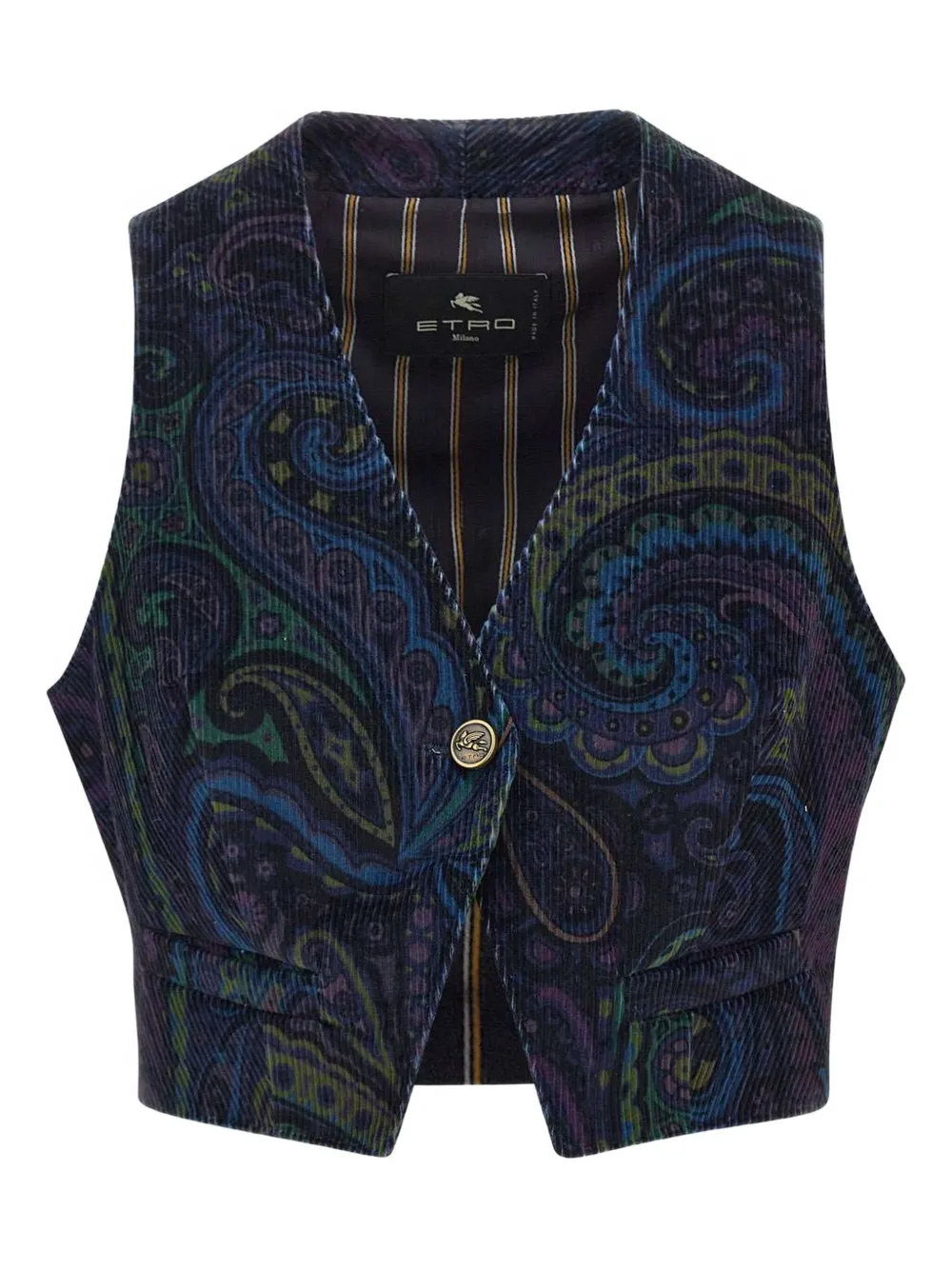 

Вельветовый жилет с узором пейсли ETRO, синий