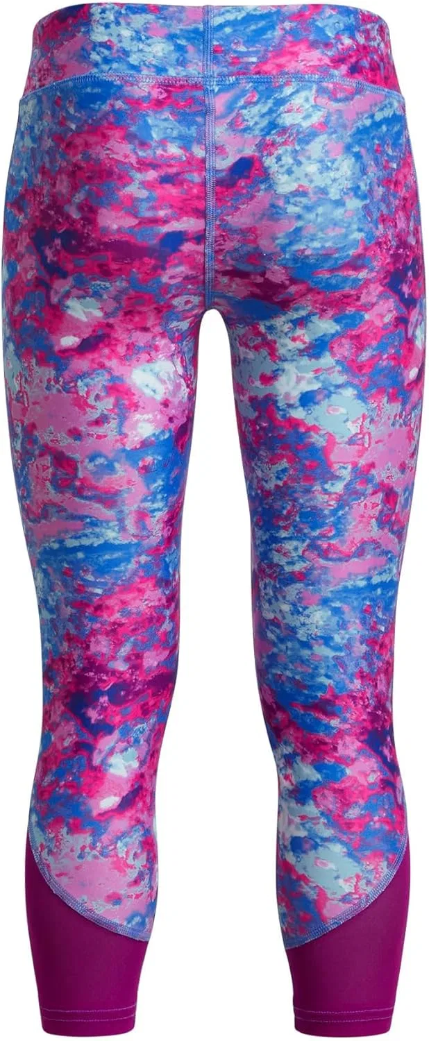 Брюки Under Armour HeatGear Armour с принтом до щиколотки для девочек, (465) Water//White — фото 2