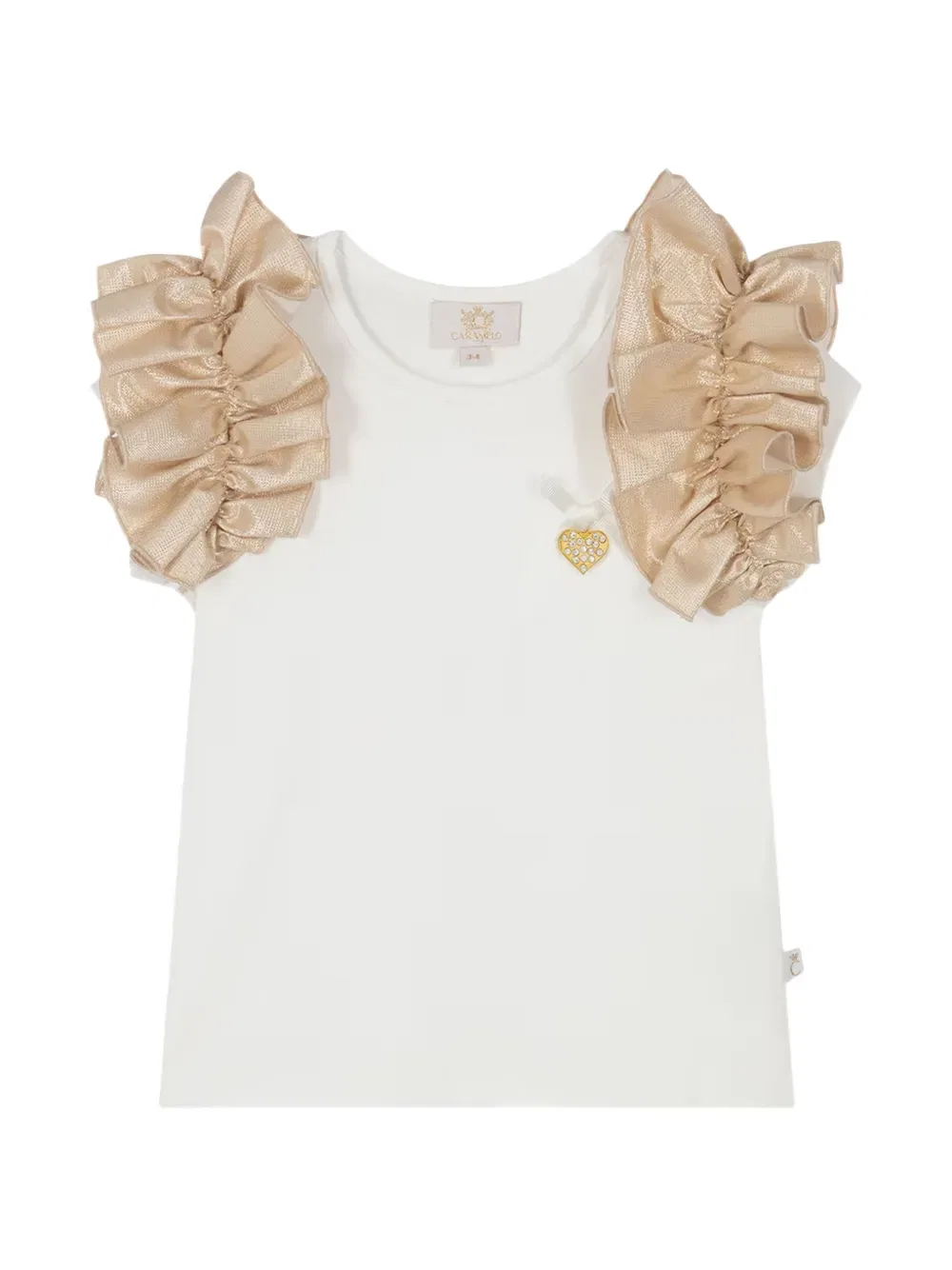 Комплект из топа и юбки с оборками и бантами Cacharel Kids, золото — фото 4