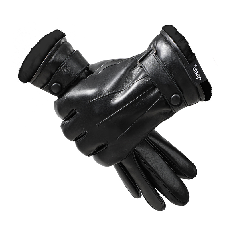 

Jeep Перчатки из овчины/кашемира мужские Black