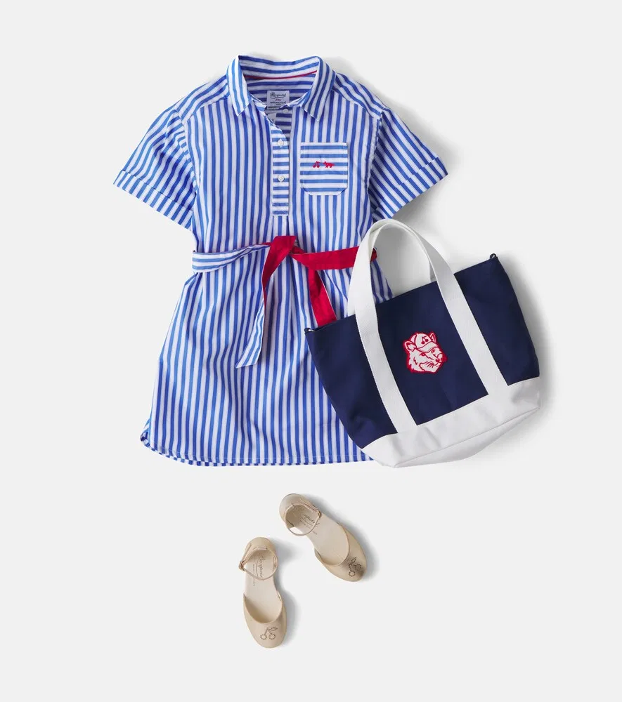 Платье-рубашка из полосатой хлопковой ткани x Maison Kitsuné Lissandra Bonpoint, синий — фото 2