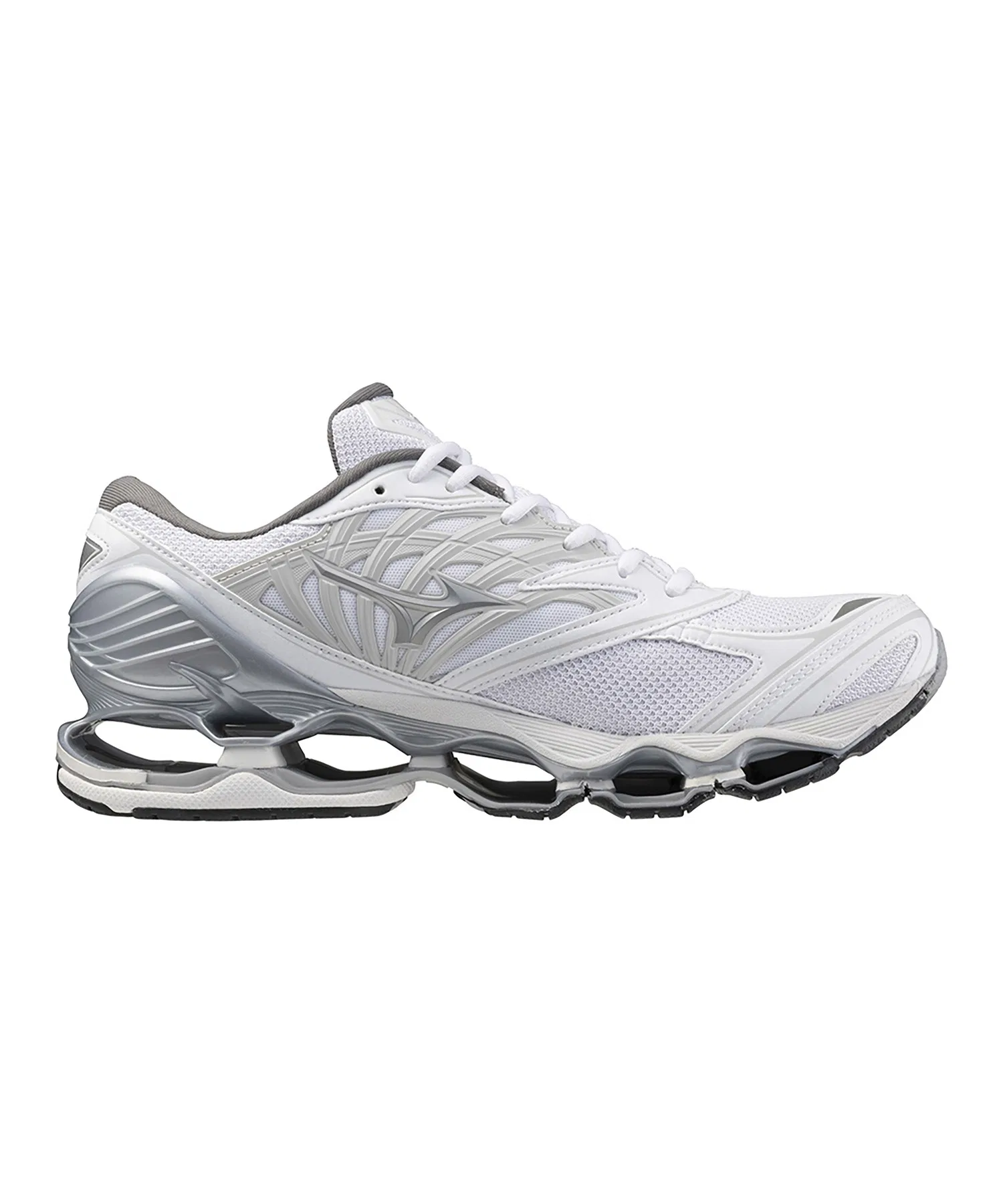 Мужские кроссовки MIZUNO WAVE PROPHECY LS белые с серебристым логотипом — фото 3