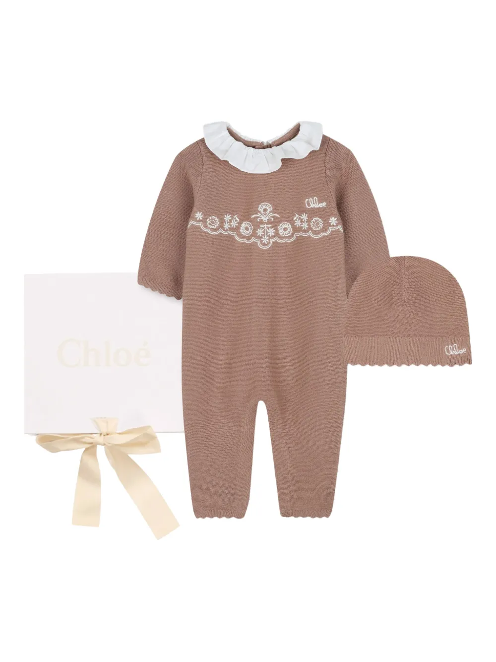 

Комплект для новорожденного с вышивкой Chloé Kids, коричневый