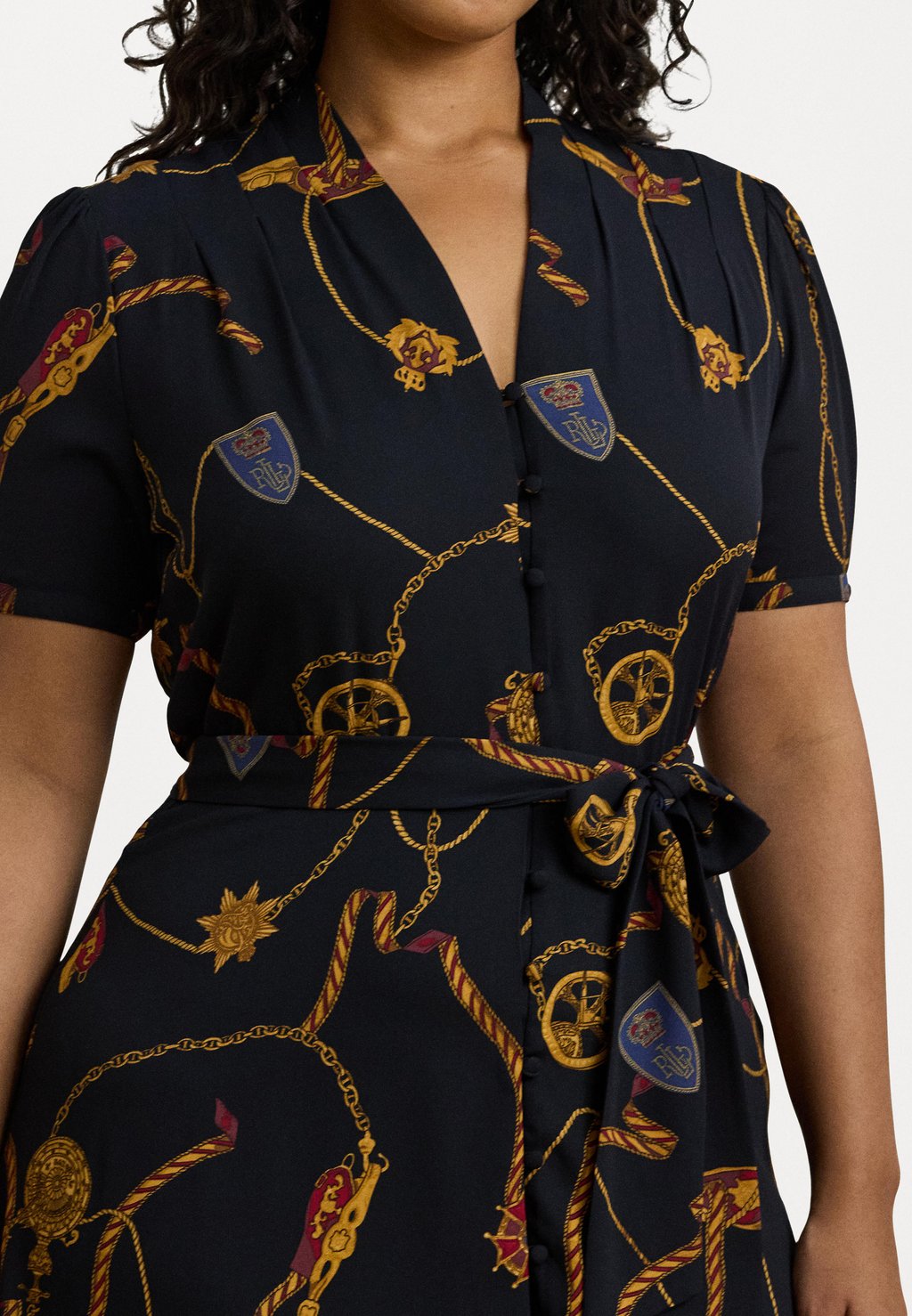 

Повседневное платье PRINT BELTED GEORGETTE PUFF SLEEVE DRESS Lauren Ralph Lauren Woman, темно-синий
