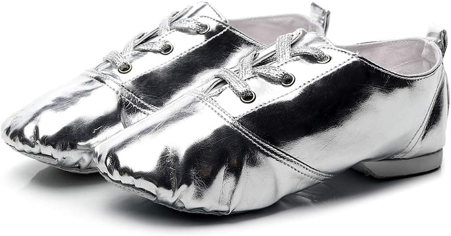 

Легкие джазовые туфли, современные танцевальные туфли на шнуровке с мягкой подошвой для женщин и мужчин Vcixxvce, Silver-pu