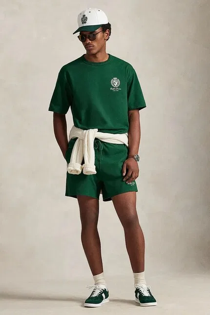Шорты из эластичной ткани Polo Ralph Lauren, зеленый — фото 3