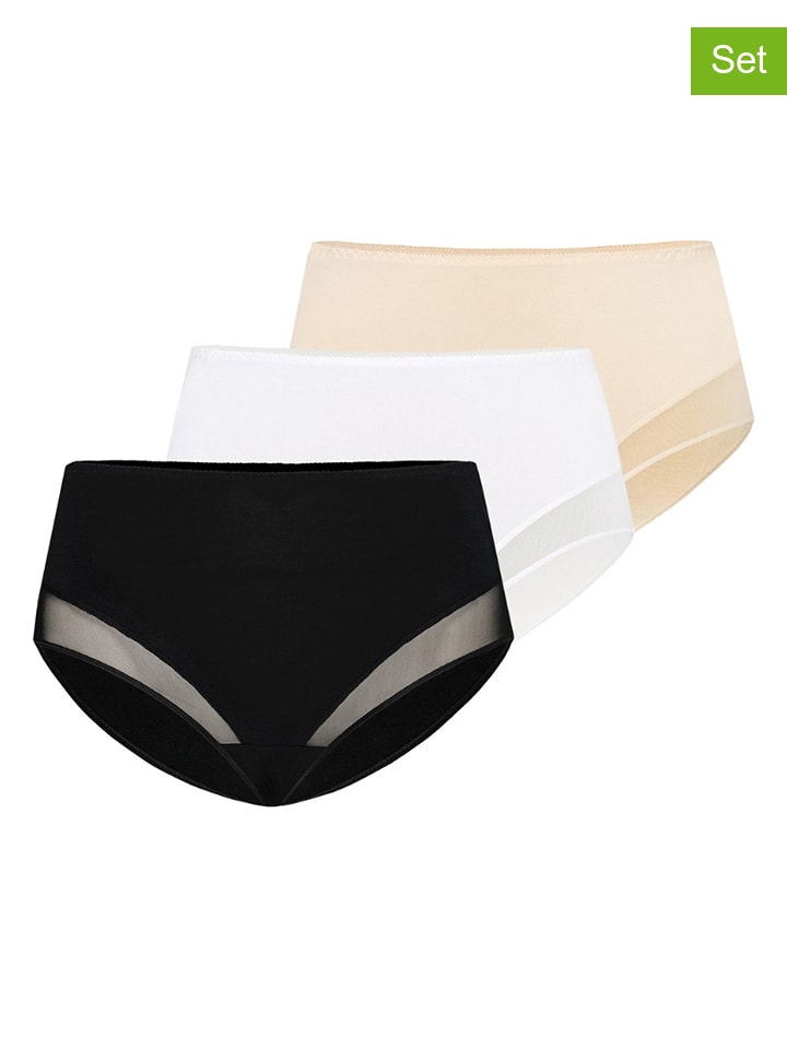 

Teyli Комплект из 3 штук: трусики с высокой талией, черно-бело-бежевые