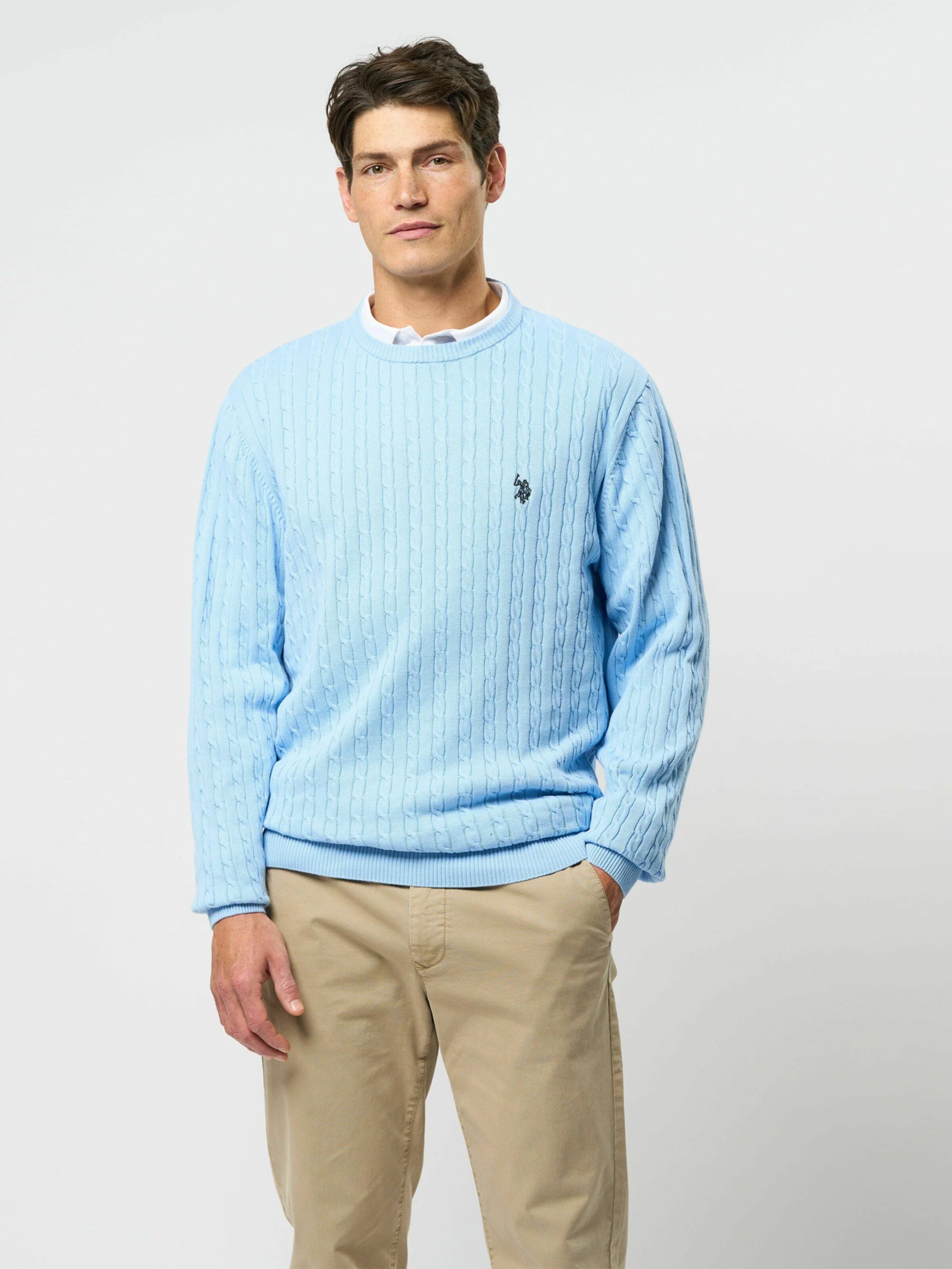 U.S. POLO ASSN. Свитер 'UMMads' в цвете Marine Blue, Light Blue — фото 3