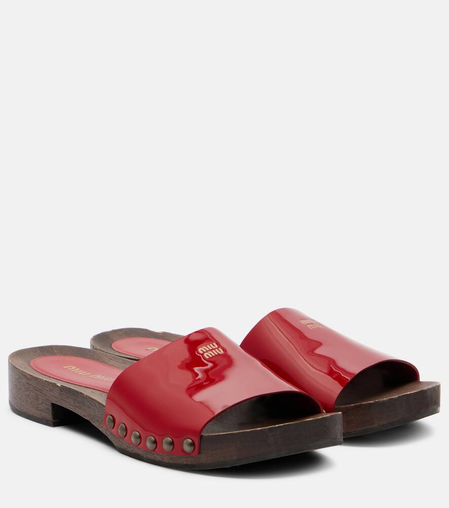 Кожаные клоги Logo patent Miu Miu, Rosso