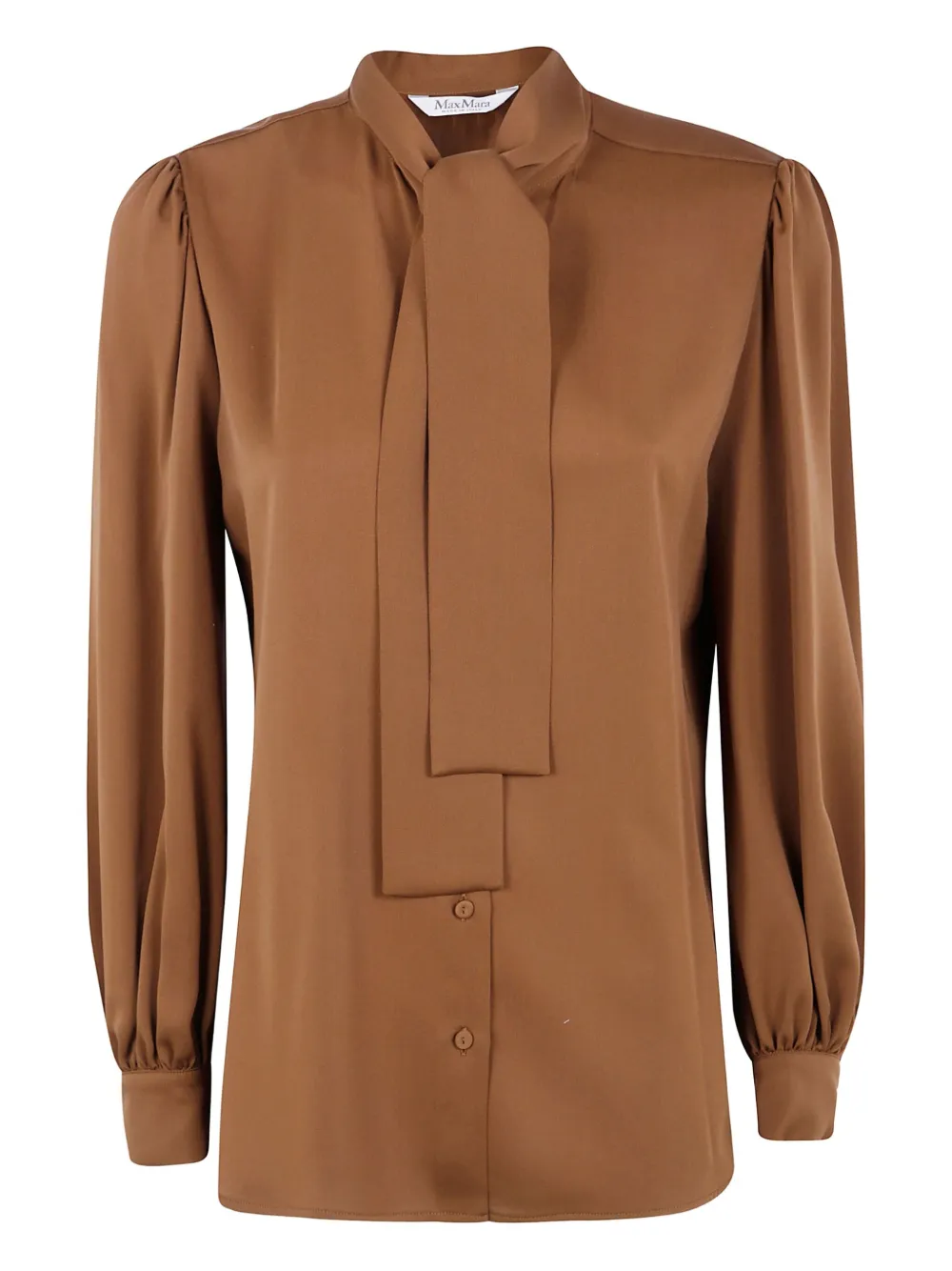 

Блузка с завязкой на шее и застежкой на пуговицы Max Mara, коричневый